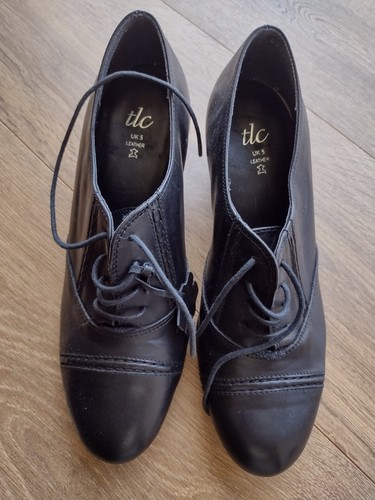 Black leather lace up - black,