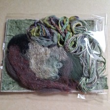 Texture Embroidery Pack - SEA GREEN & HEATHER: THREADS/WOOL FIBRES/PAPER SAMPLES