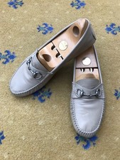 Gucci Loafers Leather Shoes Drivers Horsebit Beige Leather Mens UK 8 US 9 EU 42