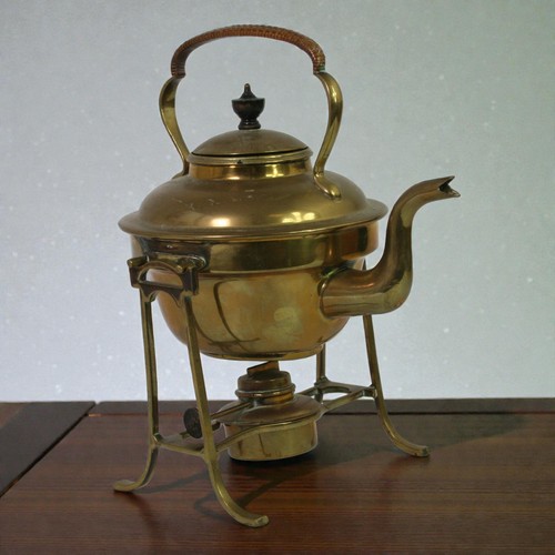 Antique brass kettle and - brass,