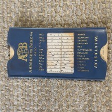 Vintage Oslo Norway Bank 1962 PULL CARD CONVERSION SLIDE RULE Metrics/Currency