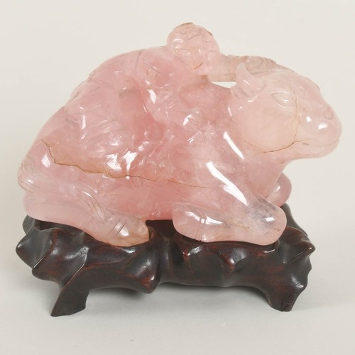 Antique carved rose quartz - rose,