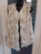F&F - Cream & Beige Faux Fur Gilet/Bodywarmer UK M