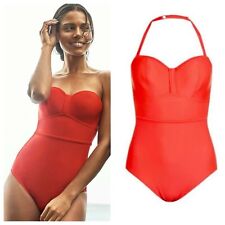 Figleaves Red Underwired Bandeau Control Swimsuit