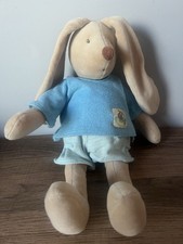 MOULIN ROTY BLUE T-SHIRT TOP BUNNY RABBIT PLUSH TOY 14”