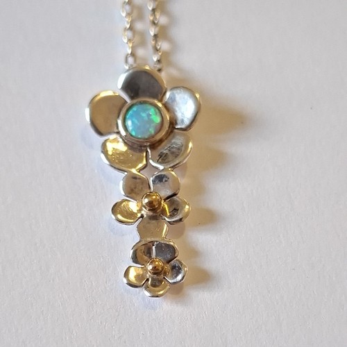 Sterling silver and blue opal - silver,
