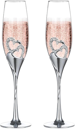 Silver champagne flutes - silver,