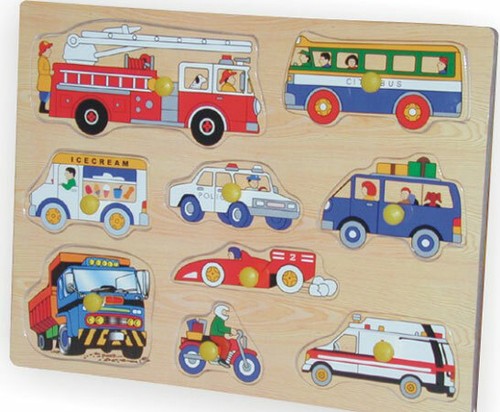 Wooden peg puzzle vehicles - peg,