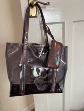 Jimmy Choo parfums ladies handbag grey smoke clear Size 5.5 x 13 x 12 inc