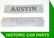 Rocker Box NAME & PATENT PLATE DECALS FOR Austin Healey Sprite Mk 4 1966-74