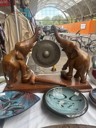 Antique wooden carved elephant - wooden,
