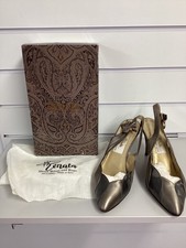 vintage metallic silver and pewter slingback heels size 6.5 [BR]