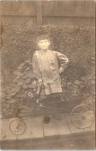 Rppc young boy posing with - rppc,