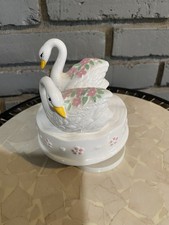 Vintage Ceramic Swan Music Box