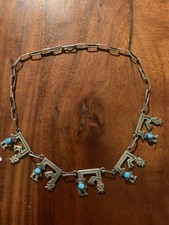 Navajo Silver Vintage Turquoise Native American Necklace 46 Grams