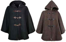 Womens Ladies Warm Fleece Fleecy Hooded Cape Ponchos Loose Fit Size 14-26