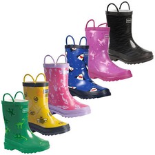 Regatta Kids Minnow Wellies Cotton Lined Rubber Wellington Boots Durable
