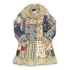 Roberto Cavalli Just Cavalli Suede Jacket Faux Fur Multi Womens Medium 44