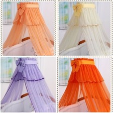 BED CANOPY extra large  DRAPE NET WITH DECORATIVE BOW PURPLE CREAM ORANGE