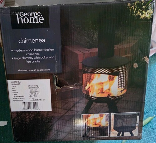 Chiminea fire pit - fire, wood