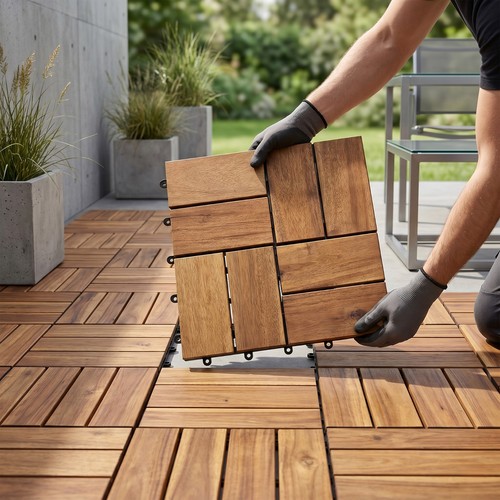 Interlocking wooden decking - wooden,