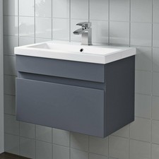 Bathroom Furniture Basin Vanity Toilet WC Unit Tall Cabinet Gloss Grey Modern