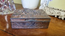 Antique Japanese Antimony Box. Metal. Floral. Design.
