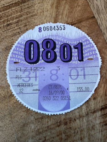 Old tax disc - old,