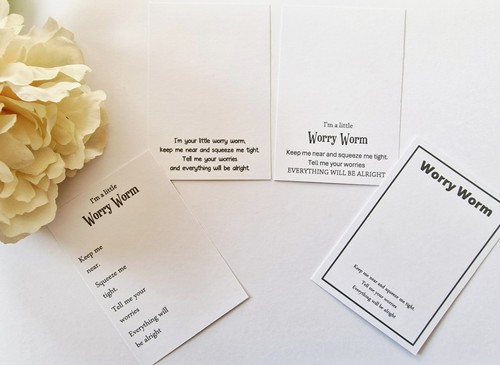 Worry worm backing cards