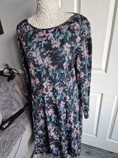 Cotton Traders Dress long sleeve blue floral 18 Polyester Autumn