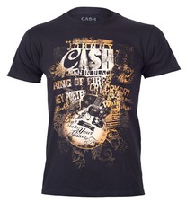 Official Johnny Cash T Shirt Black Song Titles Guitar Text New S M L XL XXL