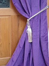 Velvet DOOR Curtain. Purple & Tie. 103" Drop x 51"Wide. Newly made. Gold Lining
