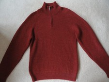 ALPA WOOL MEN's ALPACA KNIT PULLOVER PERUVIAN LUXURY WOOL JUMPER ZIP NECK S 40"-