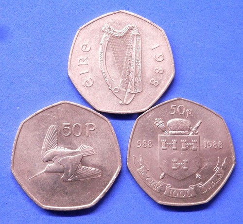 Ireland irish 50p coins - ireland, large