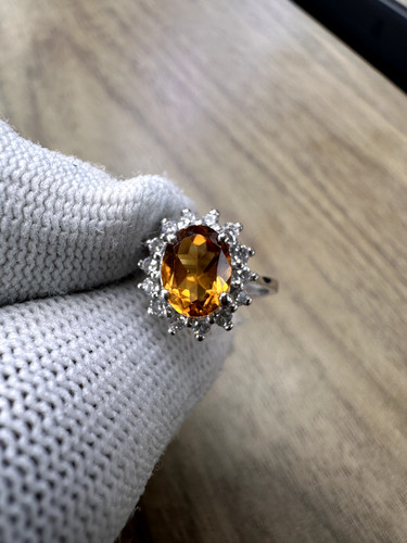 Citrine silver ring 925 - citrine, for