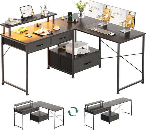 Shaped computer desk with - l,