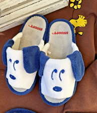Peanuts Snoopy House Slippers Blue S/M US 7/8.5 Indoor Shoes Japan