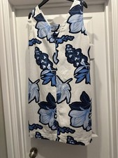 Next Linen Dress Blue/white Floral Size 10 GREAT