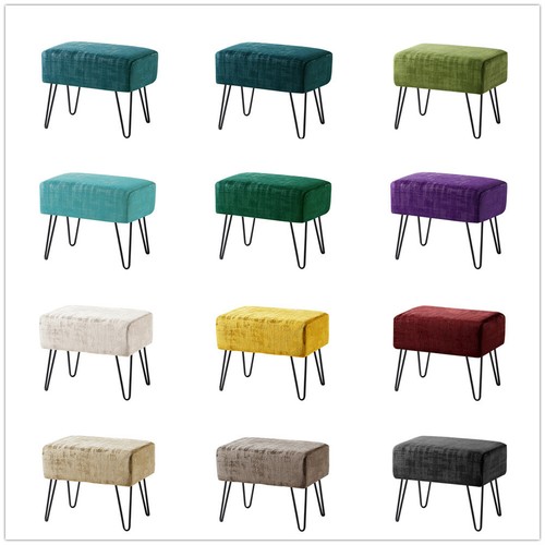 Plush textured velvet ottoman - textured,