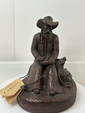 Vintage Original Western Sculpture - Largo - Cowboy on Saddle - Resin Statue 