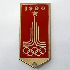Vintage 1980 Moscow Summer Olympic Games Enamel Pin Badge Soviet USSR Red Star