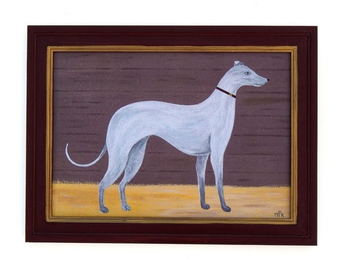 Naive greyhound folk art dog - greyhound,