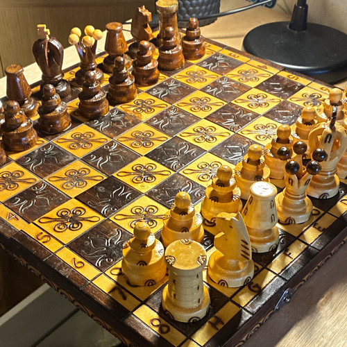 Vintage polish folk art chess - vintage,