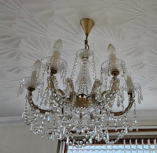 Vintage Matching Wall (2 arm) and Ceiling (6 arm) Chandeliers Cut Glass Effect