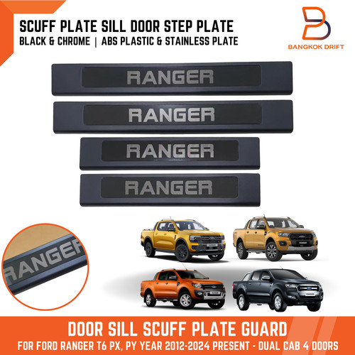 Black chrome scuff plate - plate, door