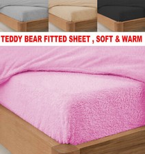 Extra Deep Teddy Bear Fleece Fitted Sheet Cover Sherpa Thermal Warm Bedding Set