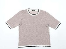 Galaxy Womens Pink Crew Neck Check Cotton Blend Jumper Size M