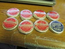 Elkhart, IND. 8x (2 diff) Foil (Dacro type) Milk Caps Cook Bros. Dairy INDIANA