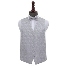 DQT Paisley Wedding Waistcoat, Bow Tie, Pocket Square and Cufflinks 4pc Set