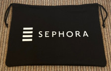 Sephora Canvas Drawstring Bag Strong Durable Logo MakeUp GYM 46 x 34cm Black